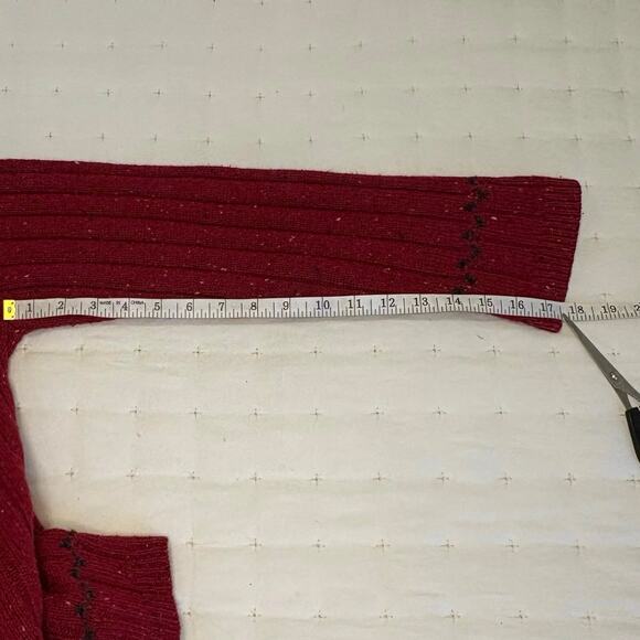 Woolrich Ribbed V-neck Pullover Sweater Women's XL | Bright Ruby Heather Red - Picture 12 of 13